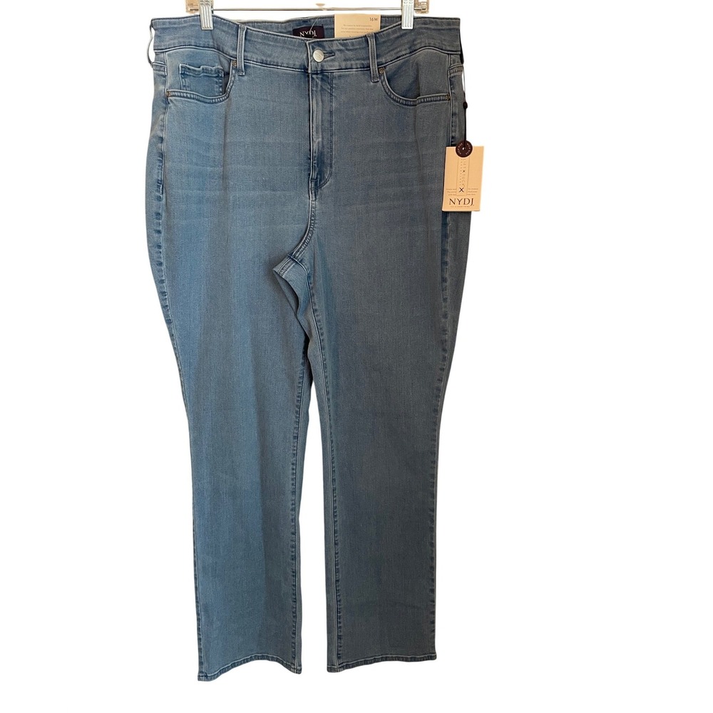 NYDJ Marilyn Straight Jeans Kingston Light Blue High Rise Size 16W‎ NWT